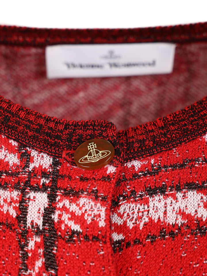 Vivienne Westwood Cardigan Scribble Check Knitwear - Red | 7c3148d81733f7892355f9c4684e951ac81f05bd