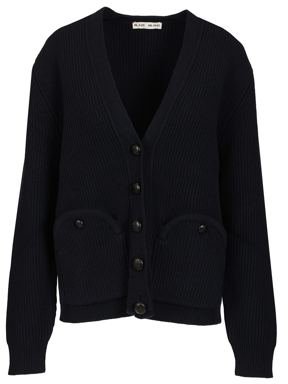 Blazé Milano V-Neck Cardigan Knitwear - Blue | 89868e470c441f5373ce3e0221a464cf67a669d9