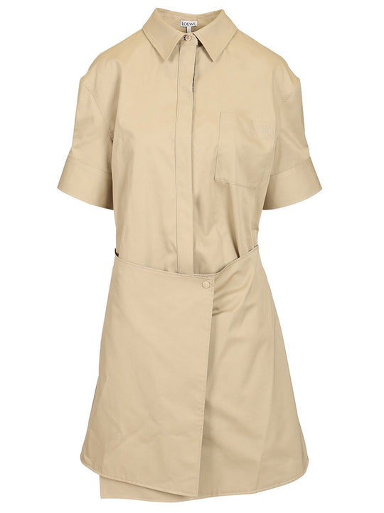 Cotton And Silk Dress Dresses Beige