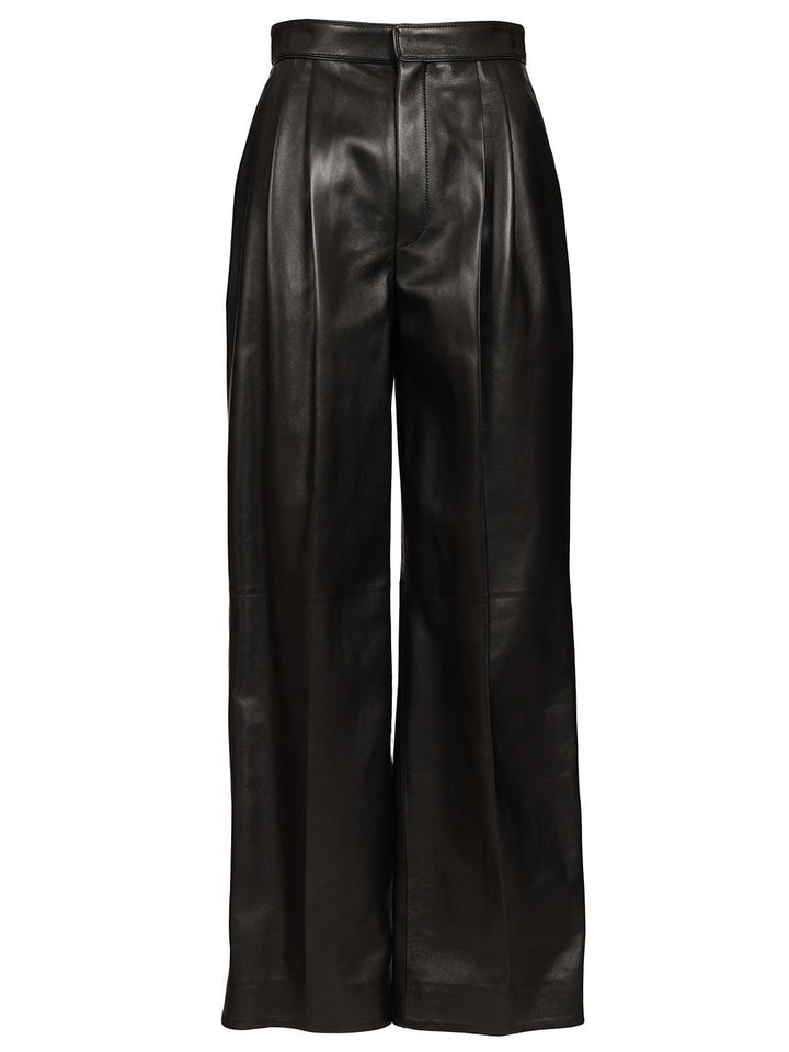 Bottega Veneta Soft Semi Shiny Nappa Leather Trousers - Black | a37e2c560d10d2307aa2b3360351b49d91981562