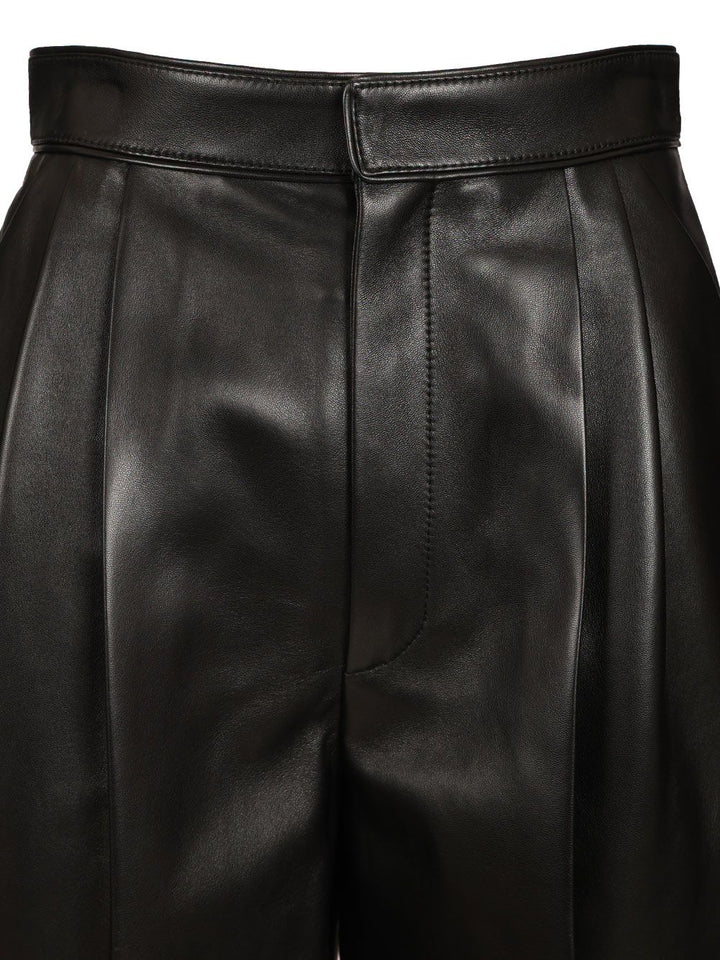 Bottega Veneta Soft Semi Shiny Nappa Leather Trousers - Black | 5f0ca8becd6744f0fdce42e320ebbe7b0c14e567