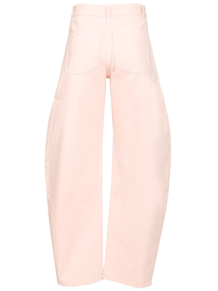 AlaÏA Round Pants Tinted Denim Jeans - Rose | 50b23f9e55ea3339460a665f30327cbb758ffd81