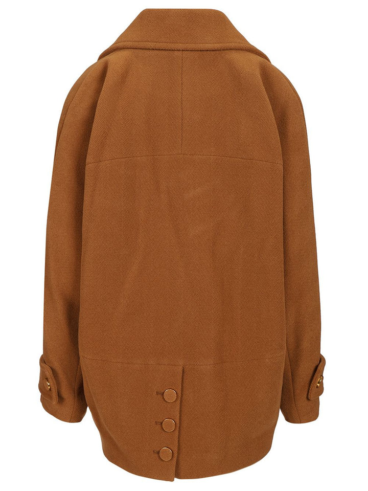 Chloe' Double Breasted Caban Jackets - Brown | 01ccf57124f20273f0cce5fef5e1a107704fd000