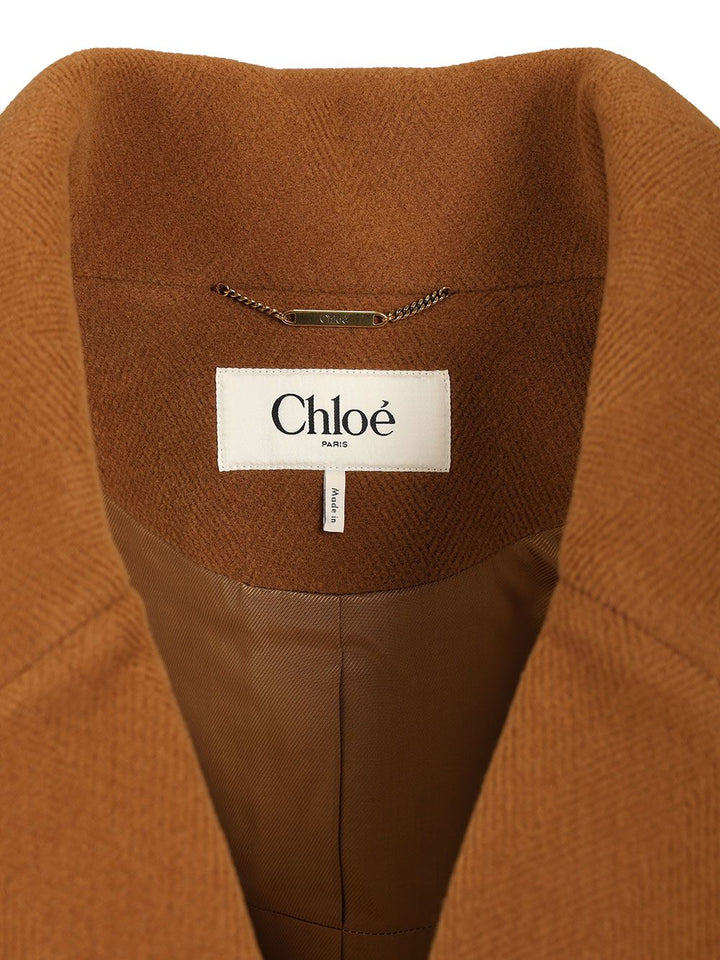 Chloe' Double Breasted Caban Jackets - Brown | 23ea79b2d1582f68c01b79c006196be994a6a67a
