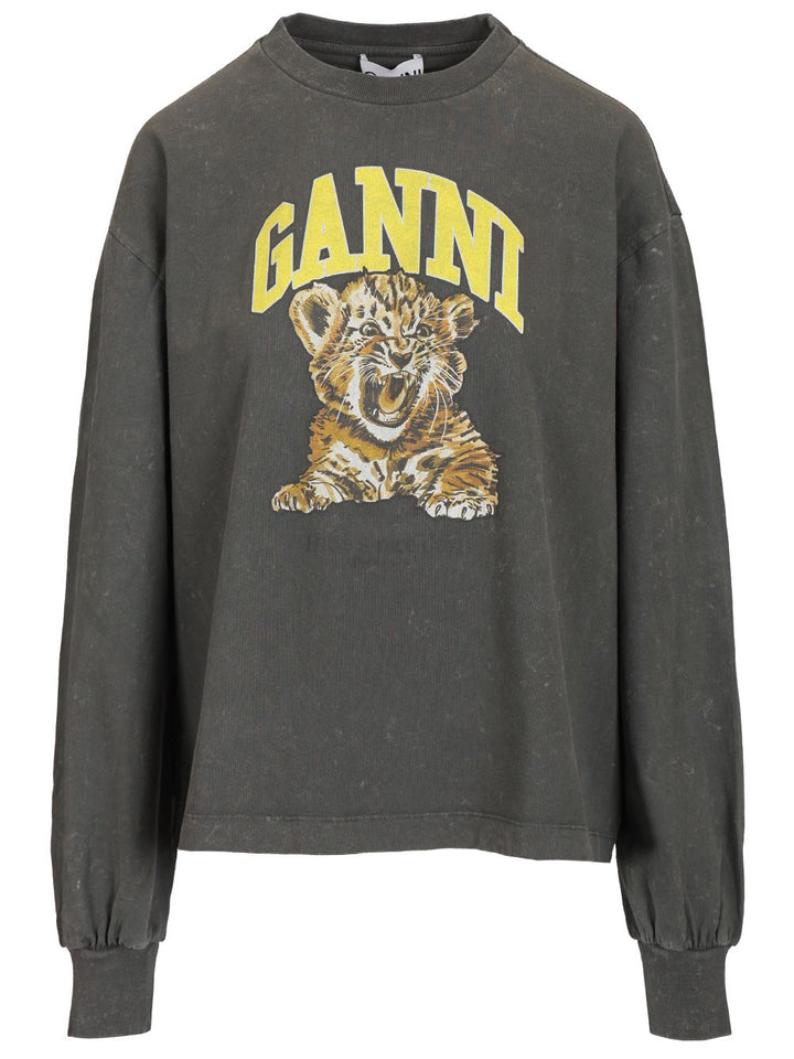 Ganni Long-Sleeved T-Shirt Trousers - Black | f6c265caf600613869eb1c926274e7e717ba0073