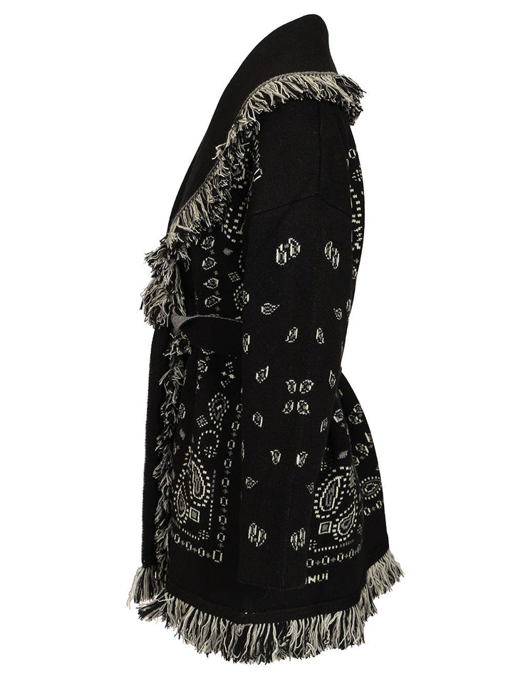Alanui Cashmere Bandana Cardigan Knitwear - Black | fed862a3a7b3316db0887b1a4ee1234066cf0f9e
