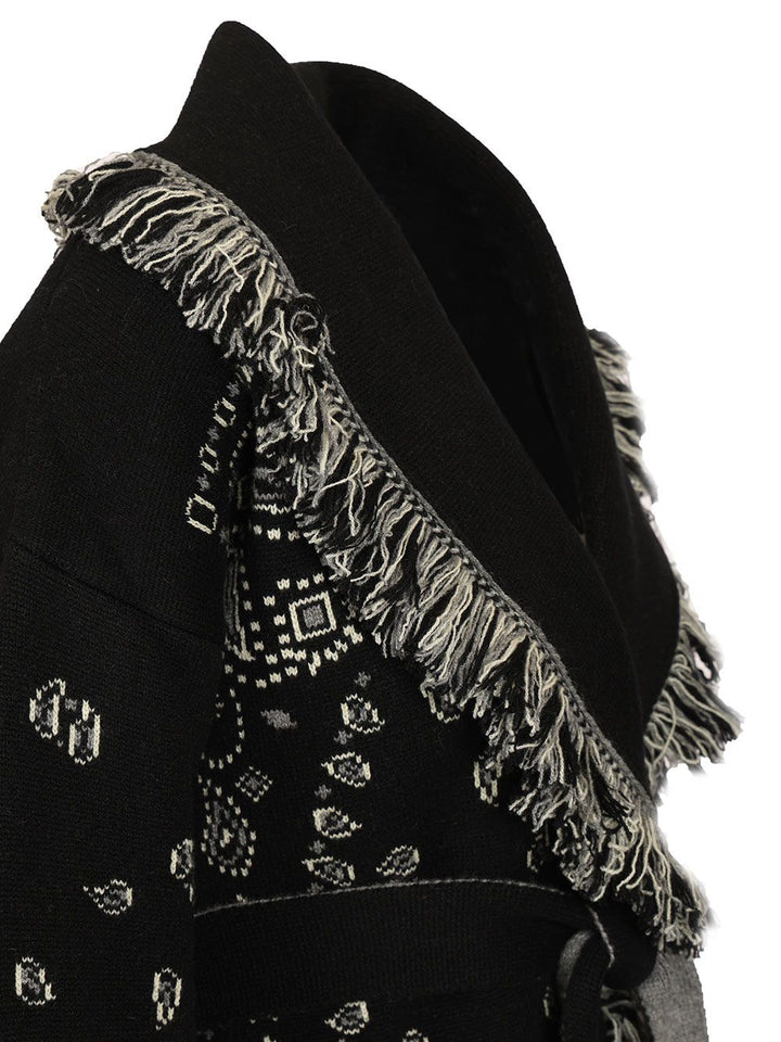 Alanui Cashmere Bandana Cardigan Knitwear - Black | 8bdeadcacbe9b602f4fa7b339cf741cba33f1c58