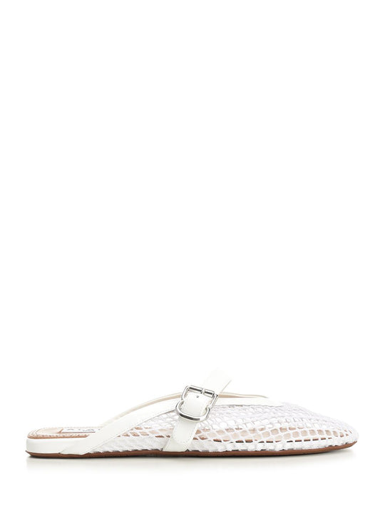 Flat Mesh Mule Scarpe Basse White