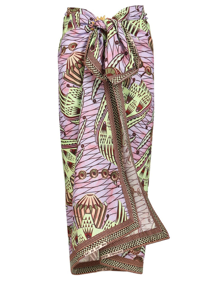 Vlisco Dialogues Sarong Skirt With Strange Flower Print Skirts - Multicolor | 28942cd9f115570d3578e90e03349383fda04fa6
