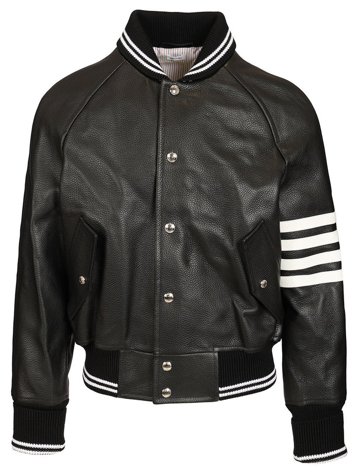 Thom Browne Raglan Sleeve Blouson Jacket (24) In Deerskin Printed Calf Leather Jackets - Black | 5c785eeea6e3fb12c265c790f76e7b9feee7e125