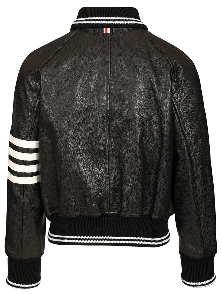 Thom Browne Raglan Sleeve Blouson Jacket (24) In Deerskin Printed Calf Leather Jackets - Black | 782d19f4cf3d17762ac7b4126919b39e4be5b080
