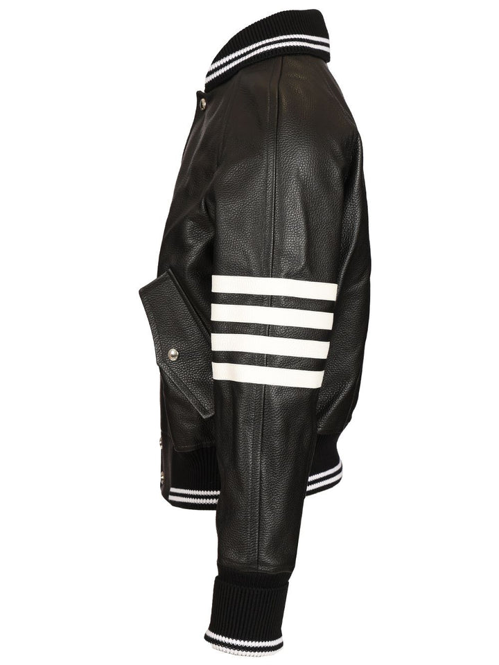 Thom Browne Raglan Sleeve Blouson Jacket (24) In Deerskin Printed Calf Leather Jackets - Black | b6bd0d6962b87892aaaeb0e35953486d48158ef0