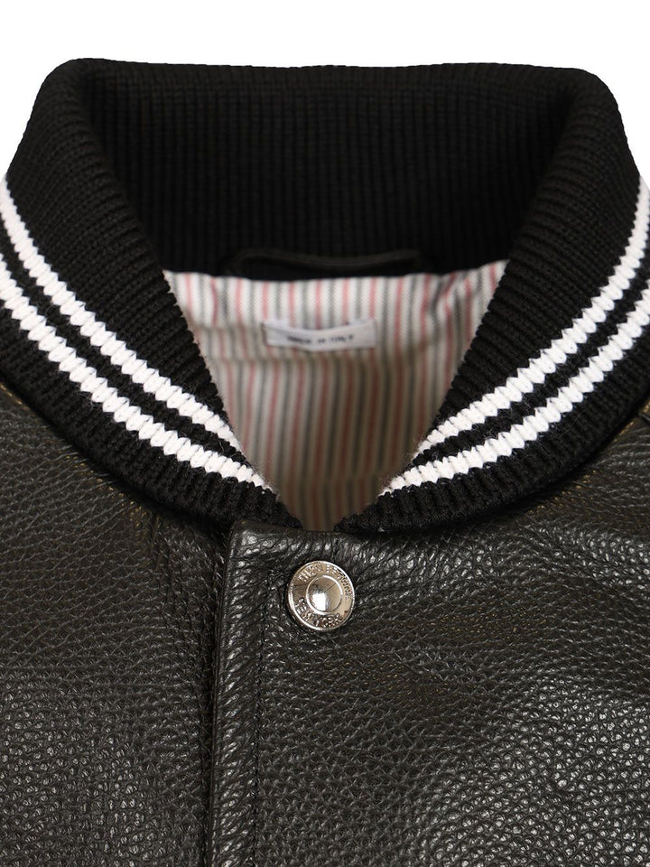 Thom Browne 4-Bar Leather Bomber Jacket Jackets - Black | cc9daaca3e9539b18ce424bc4b7c99d581f79df9
