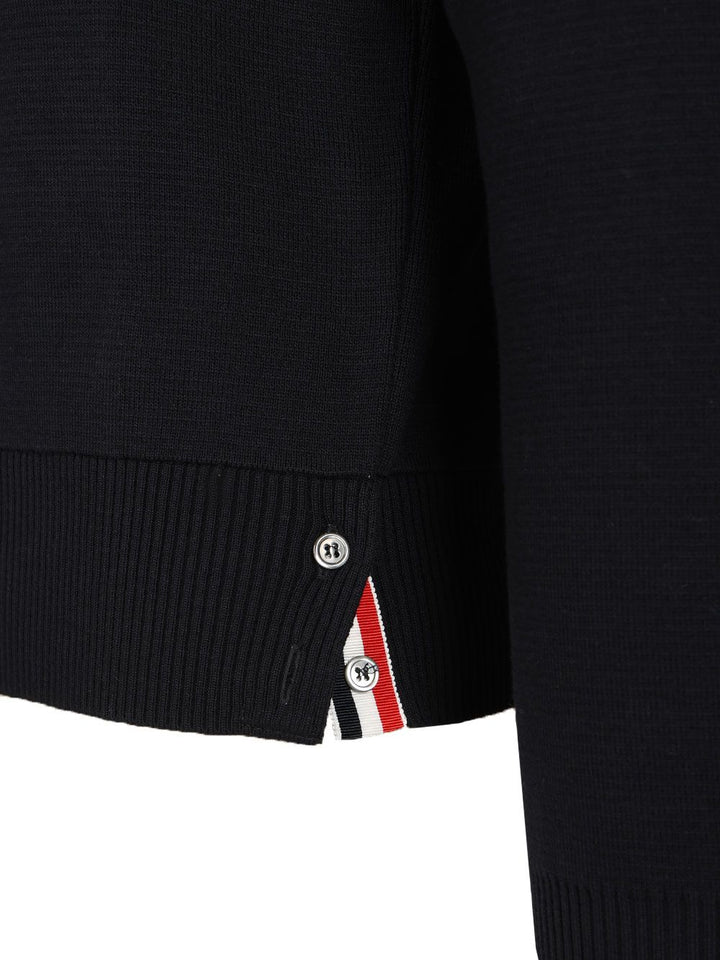 Thom Browne Milano Stitch Crew Neck Sweater Knitwear - Blue | 09084e185137f675482ec973034b8b44729b3a6a