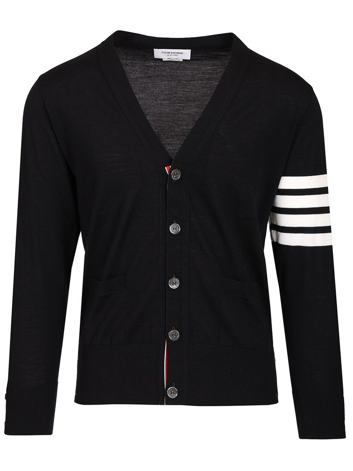 Thom Browne Classic 4-Barrelled Merino Wool Cardigan Knitwear - Blue | f348ba1a91994218e2673eee8a66833482d39c20