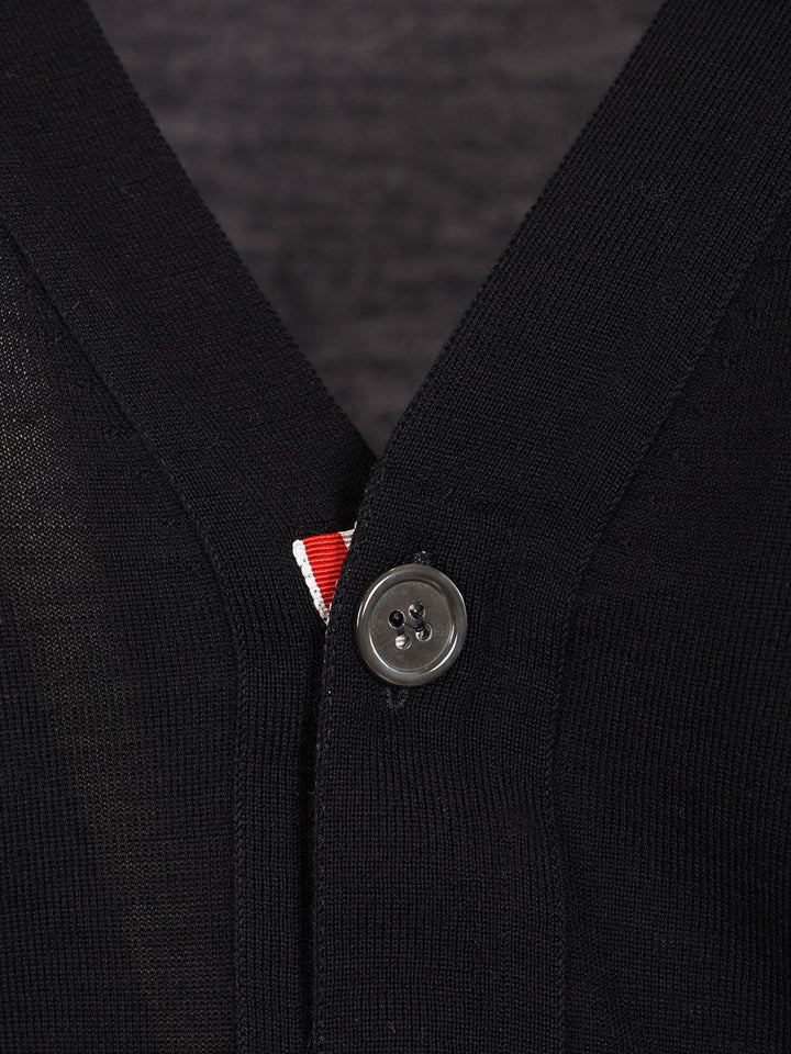Thom Browne Classic 4-Barrelled Merino Wool Cardigan Knitwear - Blue | 9cec54f27793c3886ad89f42cec6354d506962d5