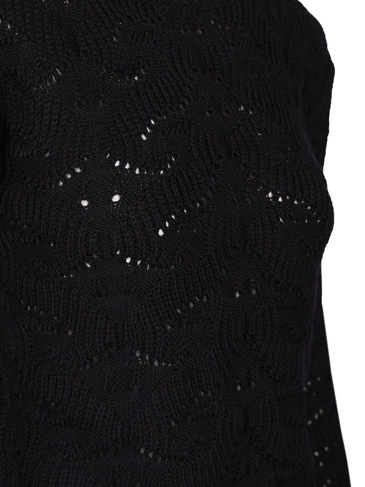 Etro Open Work Crewneck Wool Sweater Knitwear - Blue | 4d3a68f95b1246ebb323dd2ca729c8423fabaa2c