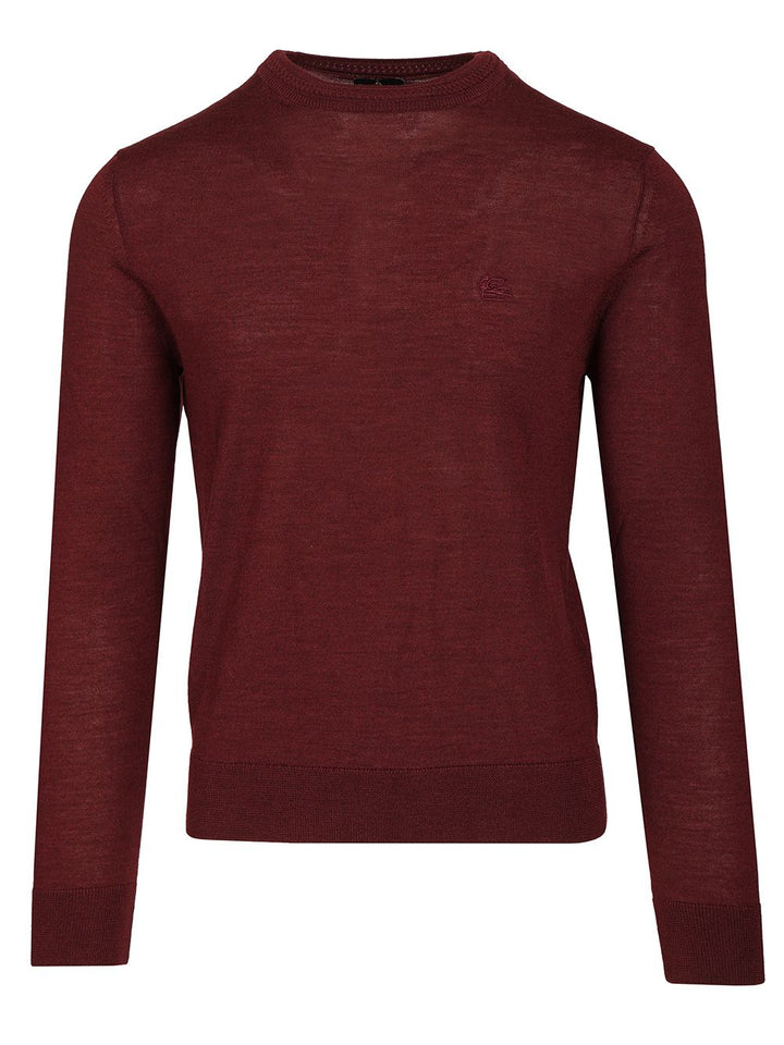 Etro Fuji Knitted Crewneck Wool Silk Knitwear - Bordeaux | f87ee668accfd1a6f7dd479dc33a22b883120e41