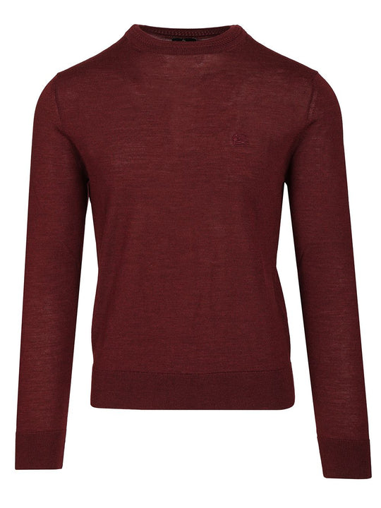 Fuji Knitted Crewneck Wool Silk Knitwear Bordeaux