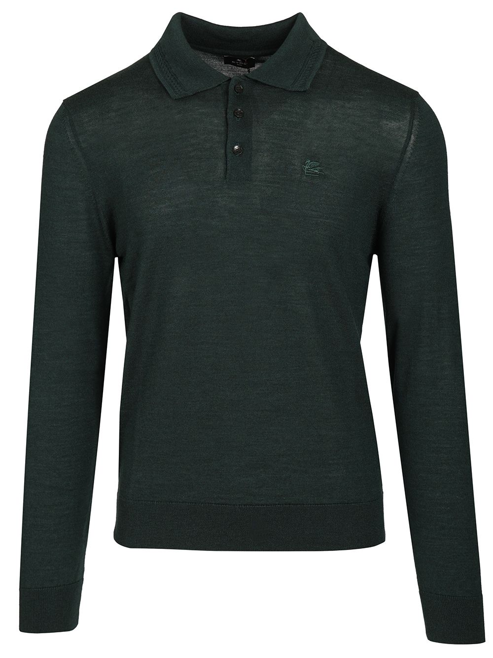 Etro Fuji Knitted L/S Polo Wool Silk Knitwear - Green | 1cbb0b81d3498429196dd06f38823e407e3d606e