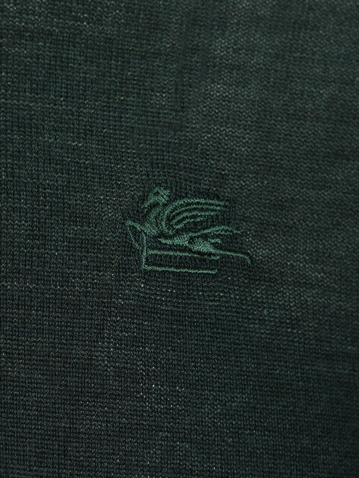 Etro Fuji Knitted L/S Polo Wool Silk Knitwear - Green | c7af55ca5392cc01e42fcc77a9214b05e069680c