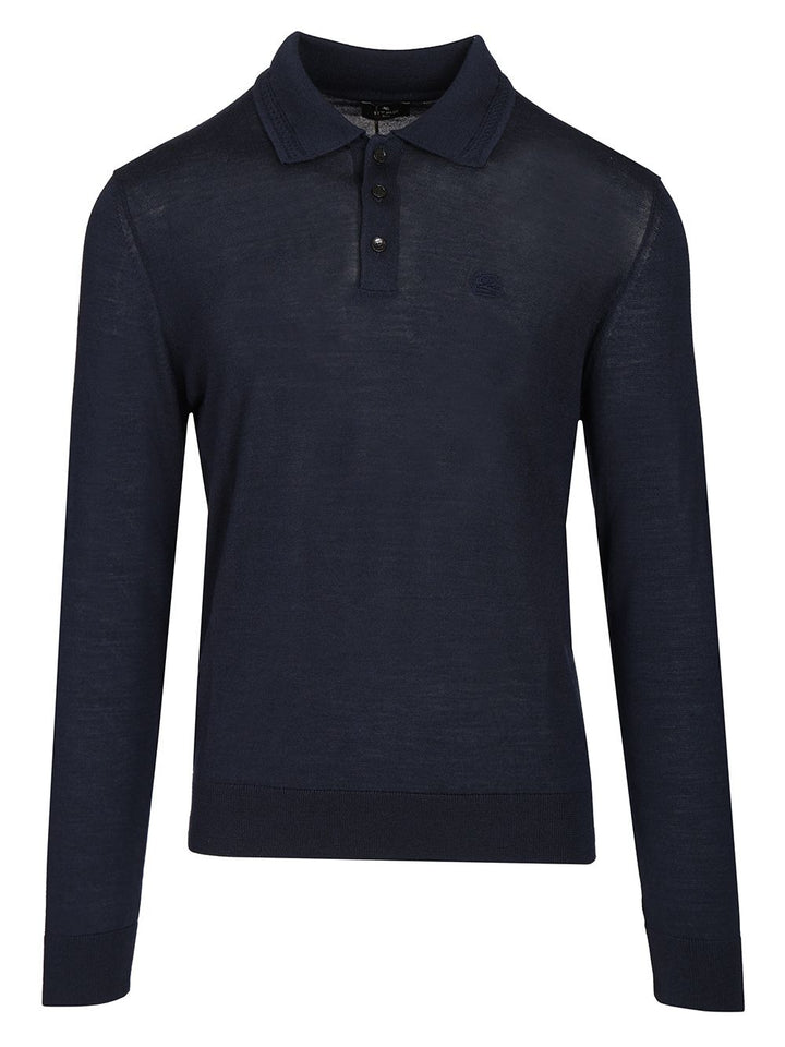 Etro Fuji Knitted L/S Polo Wool Silk Knitwear - Blue | 2ef5330e9cbfe90fe20d0e269a1f6ffe56d717c0