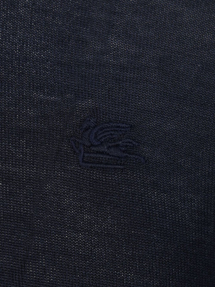 Etro Fuji Knitted L/S Polo Wool Silk Knitwear - Blue | 0e93db90bd6c1055bea574ff46cf07e2aa5f48e1