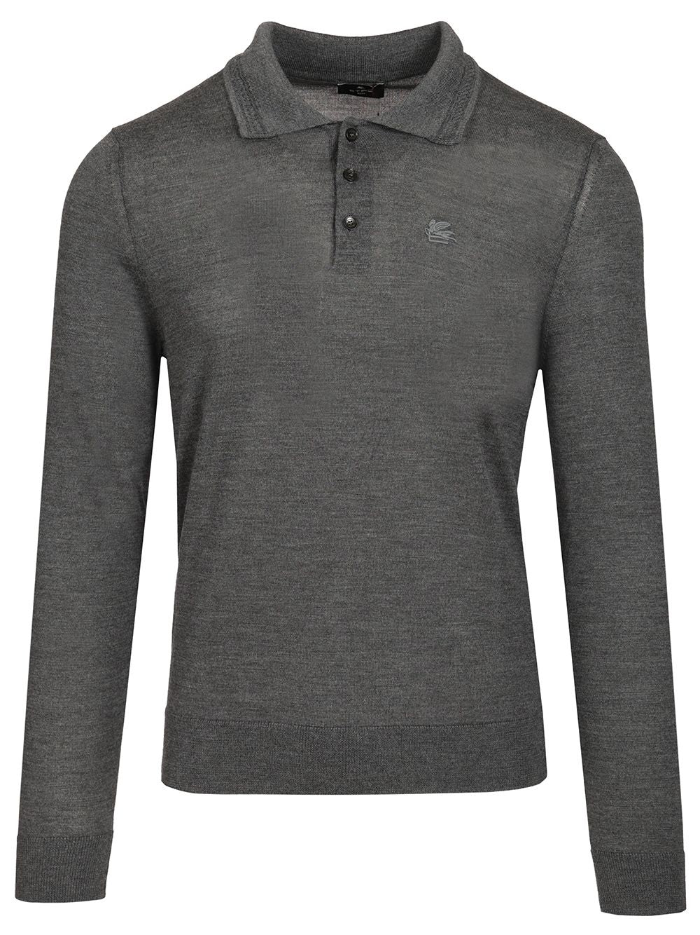 Etro Fuji Knitted L/S Polo Wool Silk Knitwear - Grey | 6acddab6a680ff2dea1cdefc13195b75ed66e70f