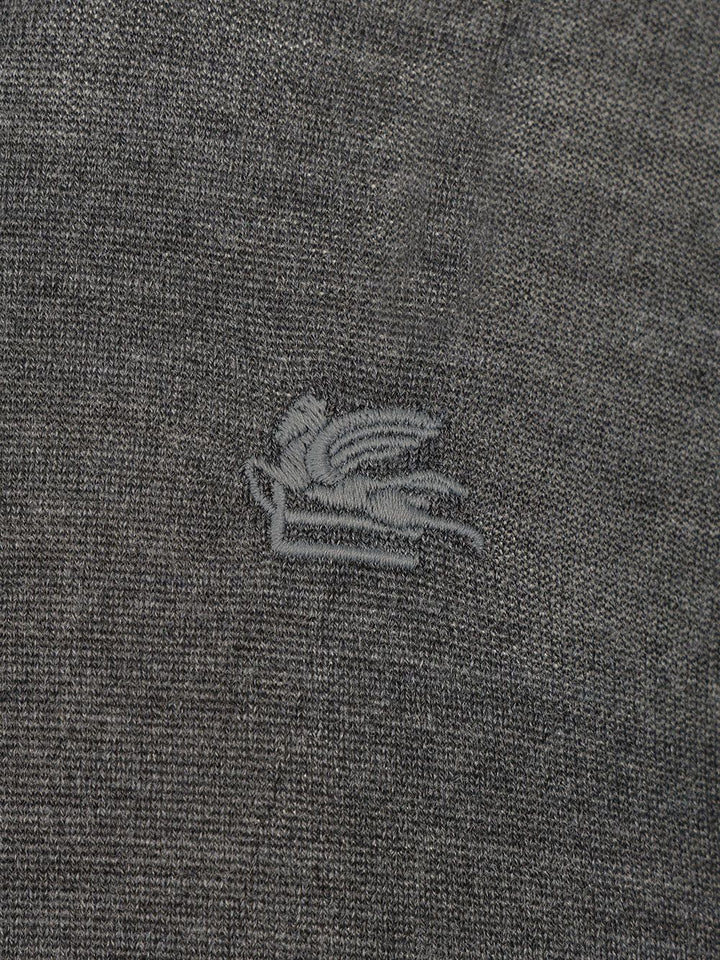 Etro Fuji Knitted L/S Polo Wool Silk Knitwear - Grey | cc7e36f4ea7808f3b294fc72a716daac794fe229