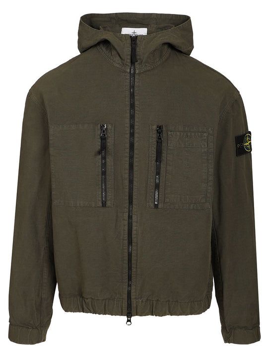 Organic Cotton Ripstop Hooded Overshirt Sweatshirts Grey