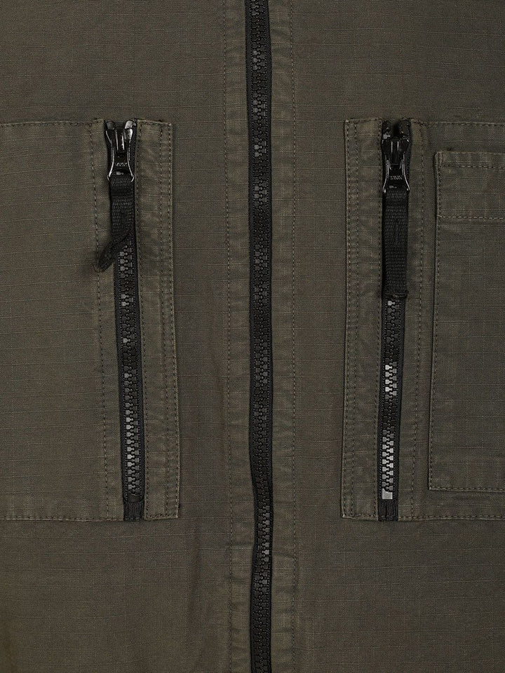 Stone Island Organic Cotton Ripstop Hooded Overshirt Sweatshirts - Grey | d49e9f0035836338f124e7a331f2d587fba48ba2