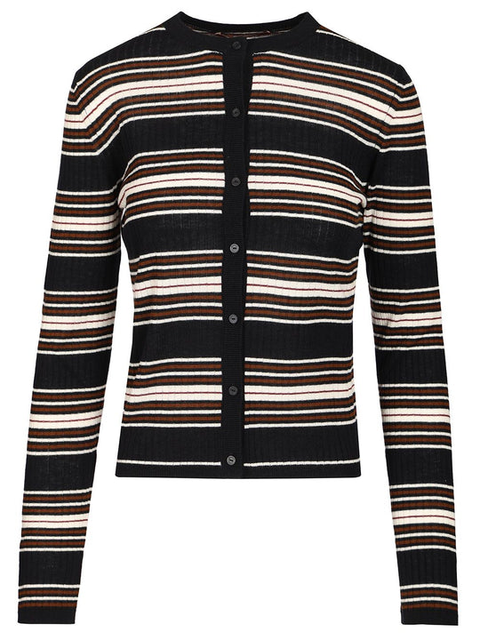 Piombo Crewneck Striped Cardigan Knitwear Multicolor