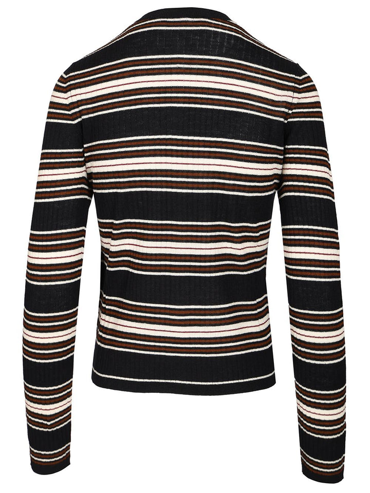 Max Mara Studio Piombo Crewneck Striped Cardigan Knitwear - Multicolor | 39cf989b321c2767f6297d8264d612319b086015