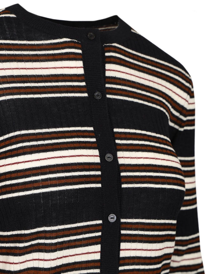 Max Mara Studio Piombo Crewneck Striped Cardigan Knitwear - Multicolor | 2ba9050c851295cdce11dbd8dfe3d070fcab4e01