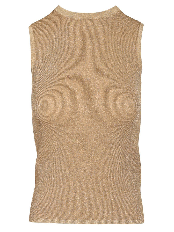 Max Mara Studio Sante Ribbed Lurex Knit Top Tops - Gold | 38ad16d60e4fa06bcc10601d1f165179bb017c40