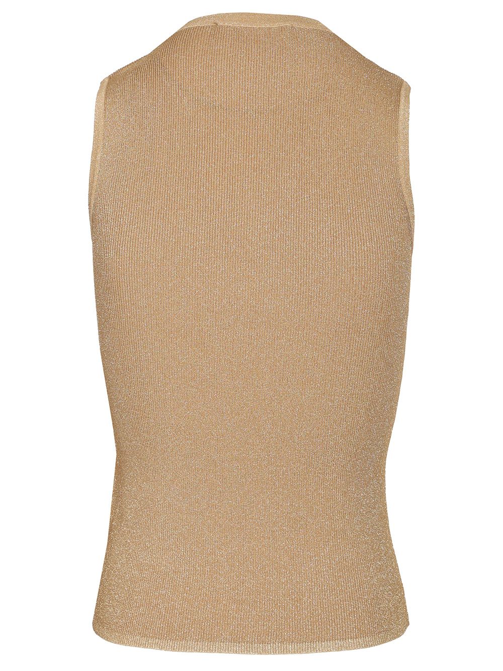 Max Mara Studio Sante Ribbed Lurex Knit Top Tops - Gold | 5f9f0e8410e15f50c08e50774495802f89fbe74c