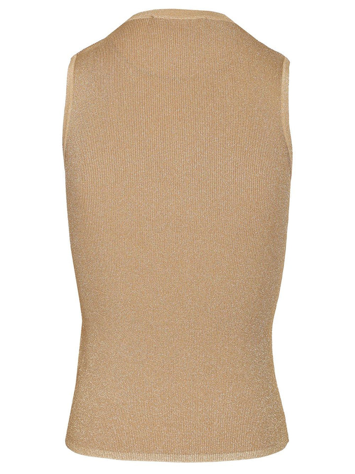 Max Mara Studio Sante Ribbed Lurex Knit Top Tops - Gold | 5f9f0e8410e15f50c08e50774495802f89fbe74c