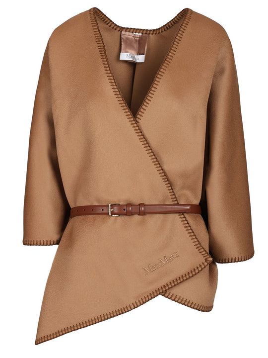 Double Wool Drap Cape Jackets Beige