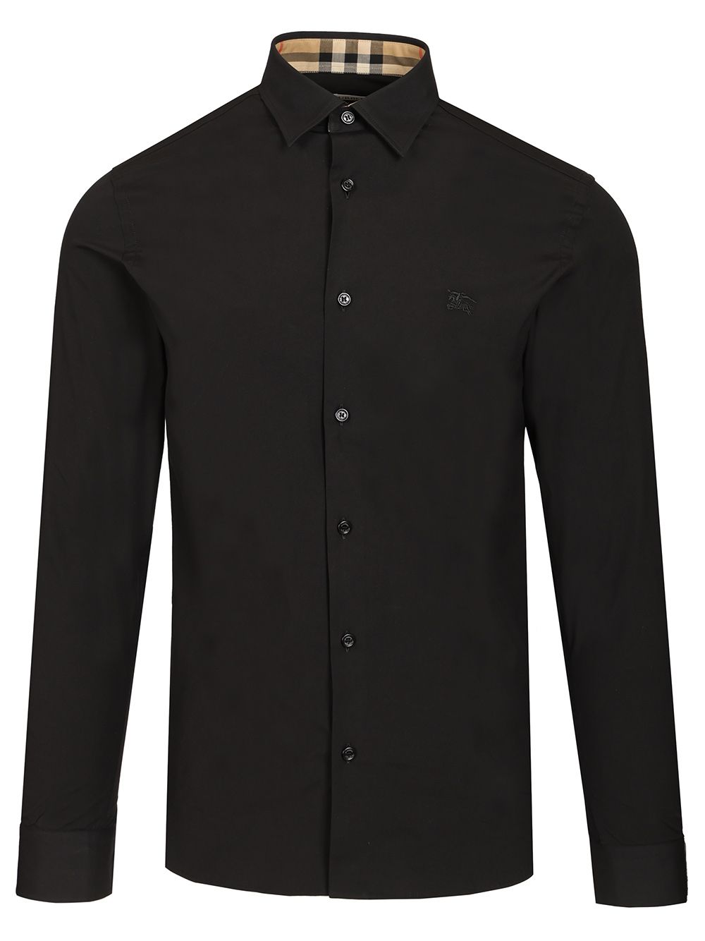 Burberry Slim Fit Shirt In Stretch Cotton Shirts - Black | 6156d2ce105f61ef3de3901d9e67631aa86756bb