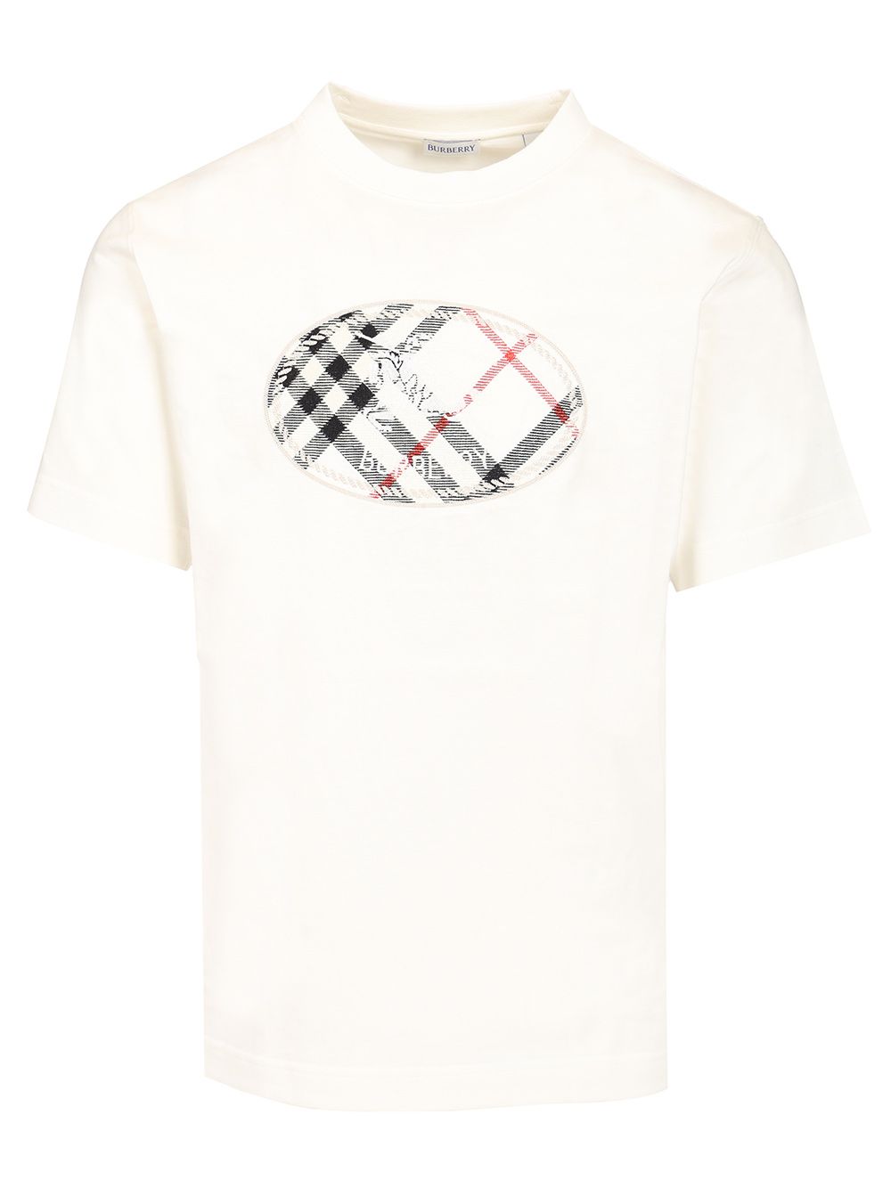 Burberry Knight Check Print Cotton T-Shirt - White | 4b5f9a921142387ad09580a798bbd658e64ee9c3