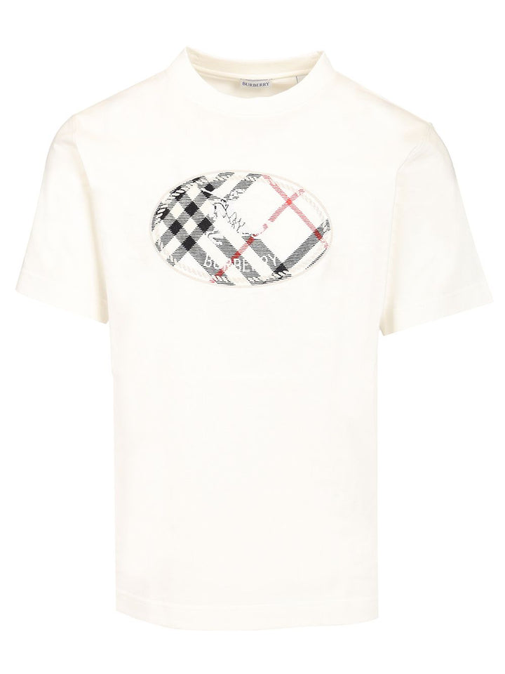Burberry Knight Check Print Cotton T-Shirt - White | 4b5f9a921142387ad09580a798bbd658e64ee9c3