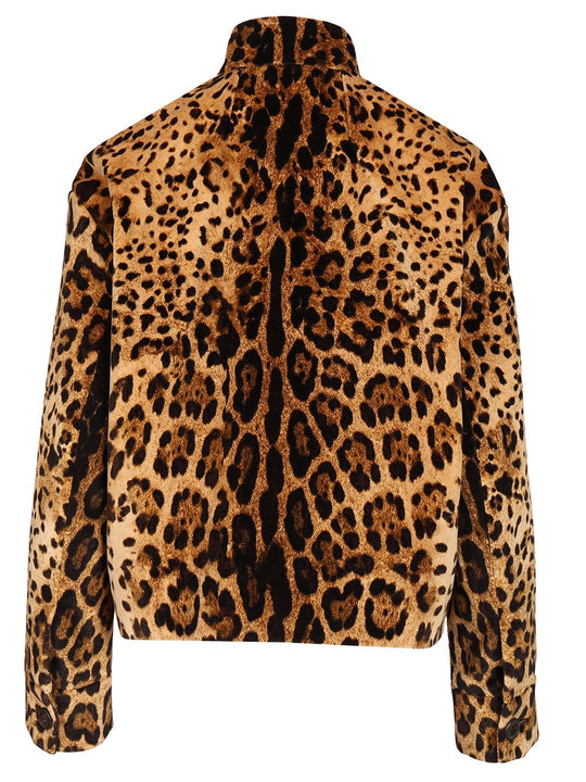 Edro Cropped Jacket Velvet Animalier Jackets Animalier