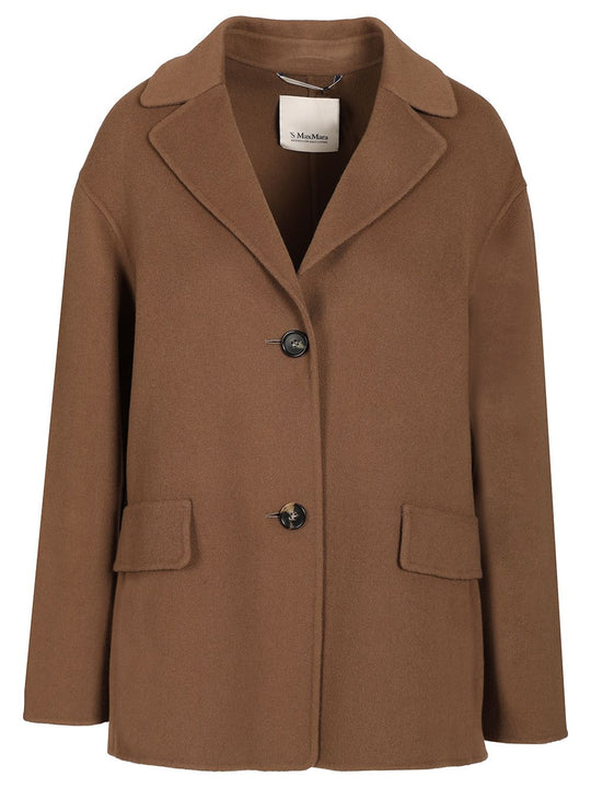 Single-Breasted Double Wool Jacket Jackets Brown