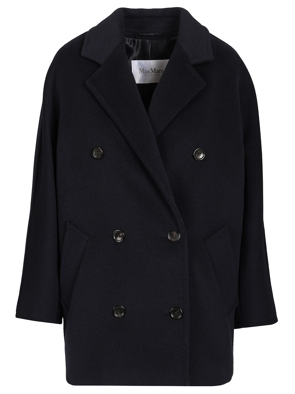 Max Mara Rebus Double Breast Short Madame Wool Cashmere Coat Coats - Blue | 781d37d7a3cc499ed9fcb815806221c0da1def02