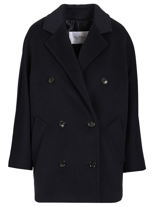 Rebus Double Breast Short Madame Wool Cashmere Coat Coats Blue