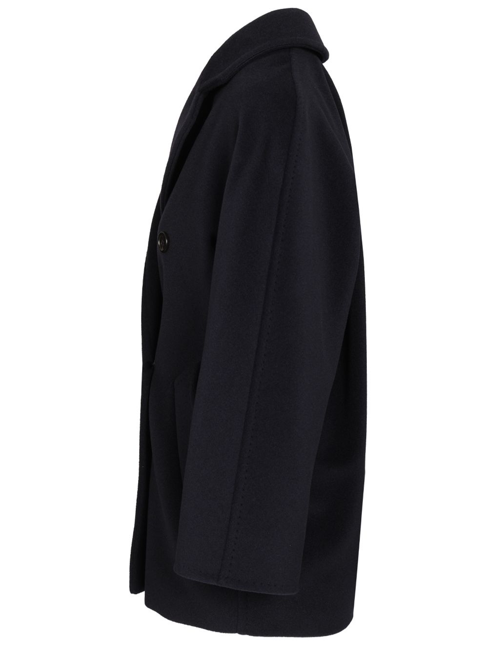 Max Mara Rebus Double Breast Short Madame Wool Cashmere Coat Coats - Blue | 787284f33c36678949b45e8aaf7eca5ab7bdfabd