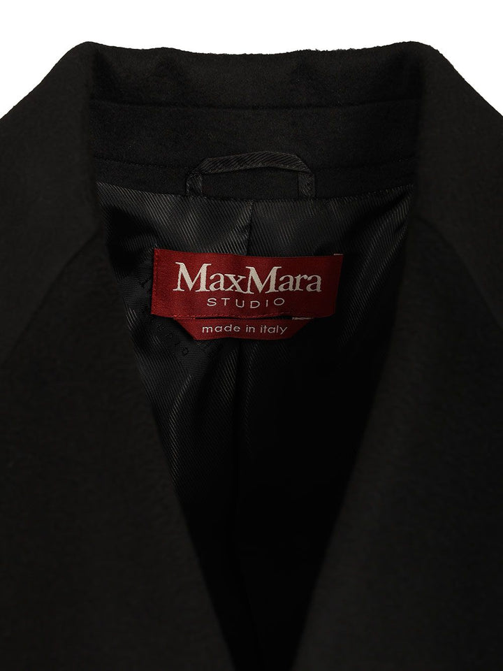 Max Mara Studio Mastro Midi Double Breasted Coat Coats - Black | f66a5bab8e84af23173e5046a66623dbab396546