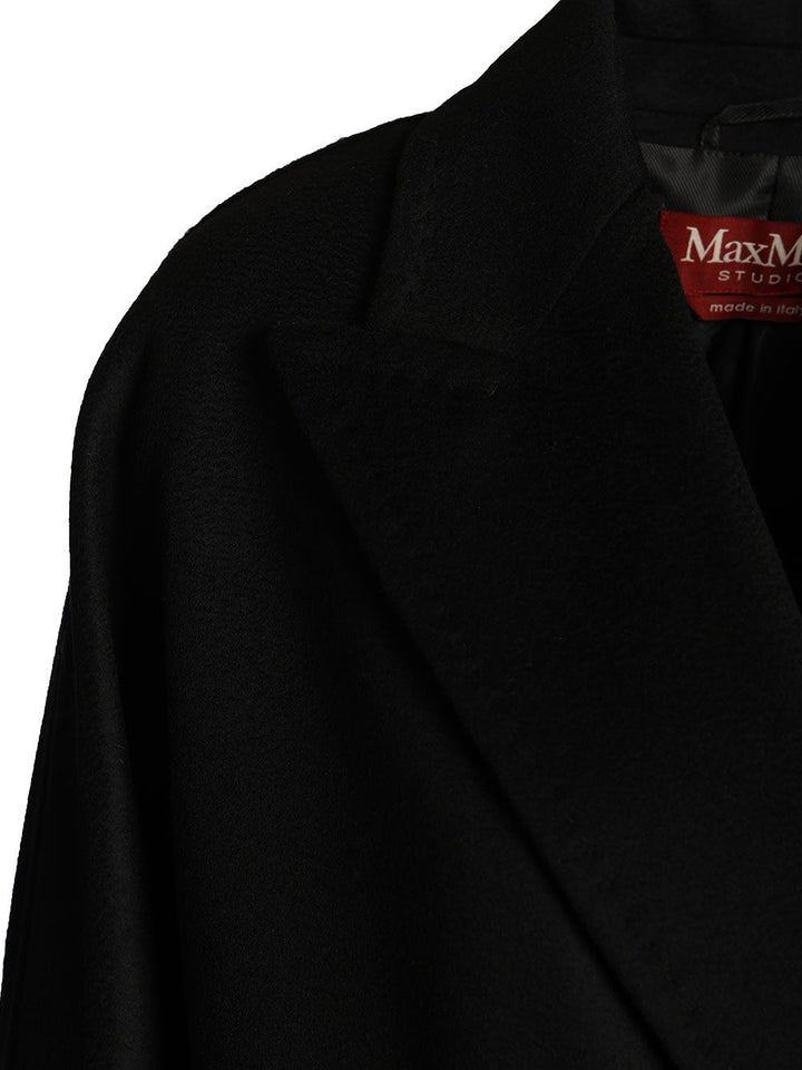 Max Mara Studio Mastro Midi Double Breasted Coat Coats - Black | 5400024ddd5735a4c762390898f328c81ed9abe1