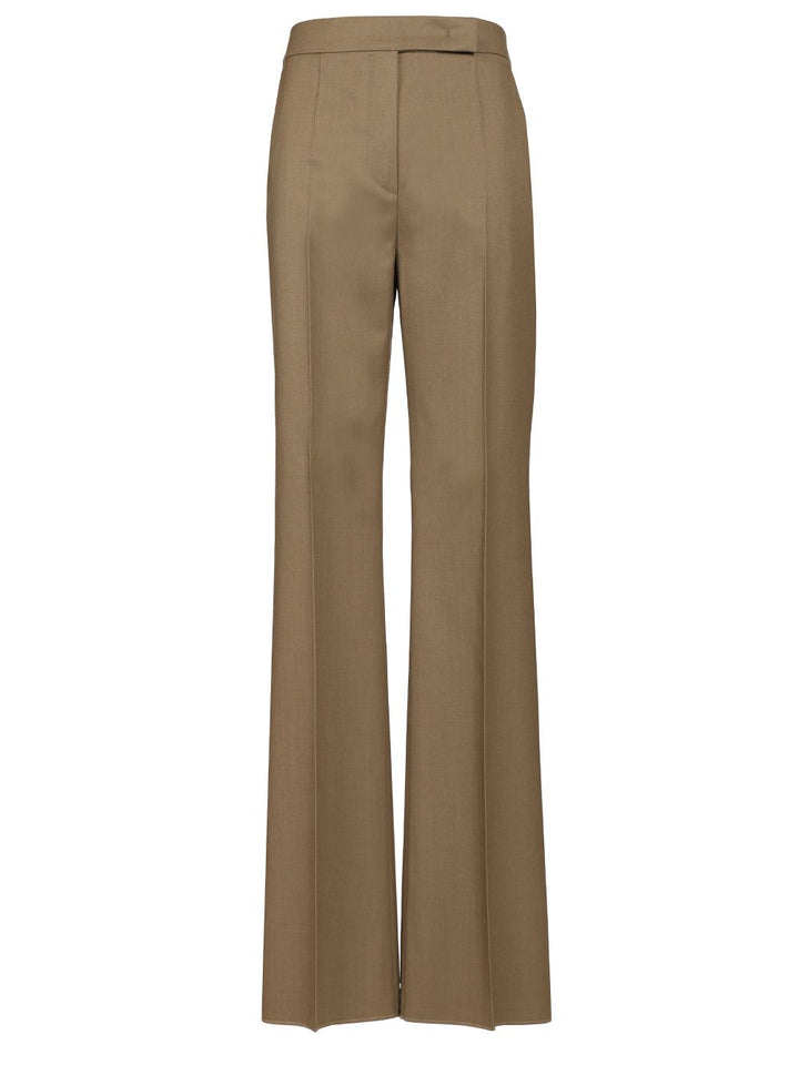 Max Mara Calte Single Pence Wool Gabardine Trousers - Beige | 28e1d7d41f17df6a13ef77a0301d2200e0819739