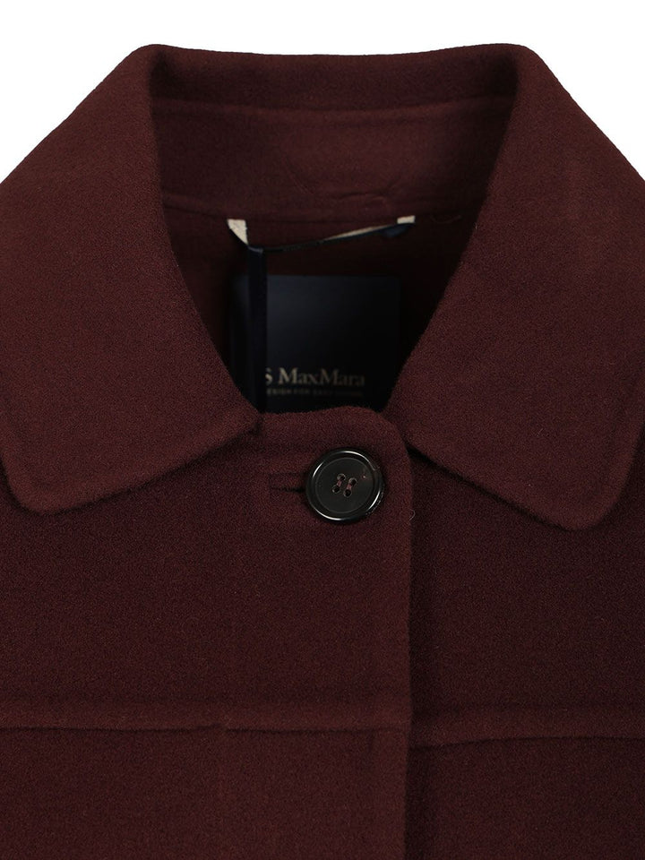 'S Max Mara Short Wool Drap Coat Coats - Bordeaux | 2fb29d9b5484facab8d03fb30359bada4681fd51